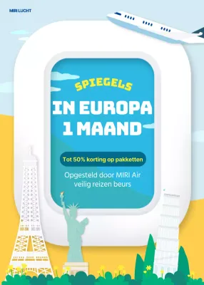 Iconische architecturale illustraties in een blauw-gele tweekleurige Travel discount event pop-up