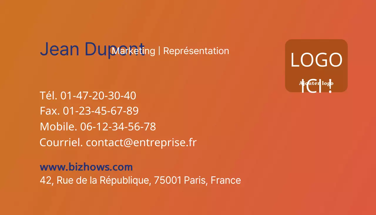 Cartes de visite d'entreprise