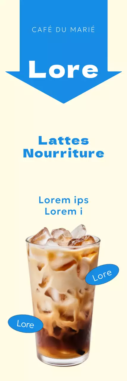 Une simple promotion de café, mise en évidence par une flèche avec une couleur d'accent bleu clair.