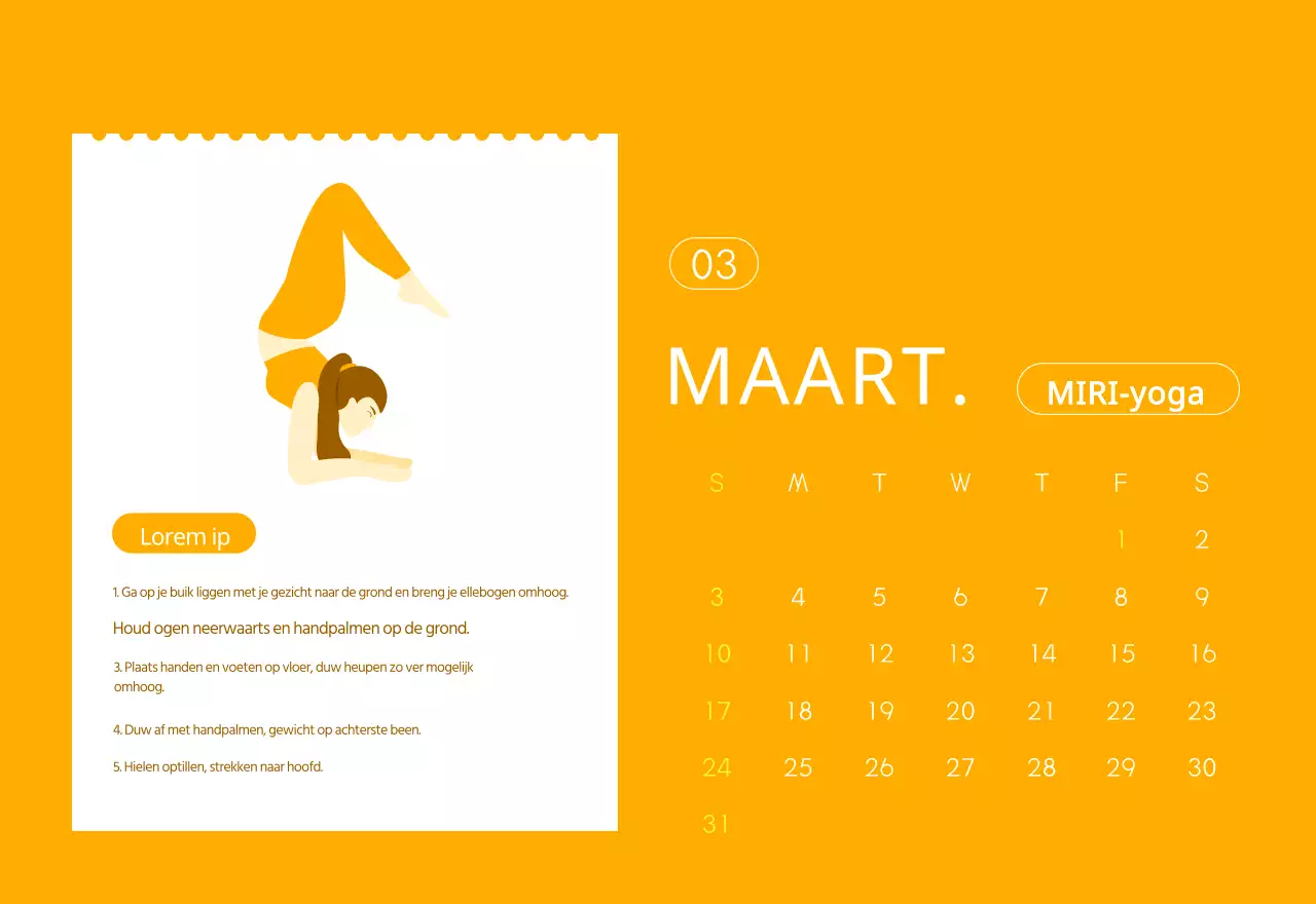 Oranje kalenders om weg te geven als je je yogastudio promoot