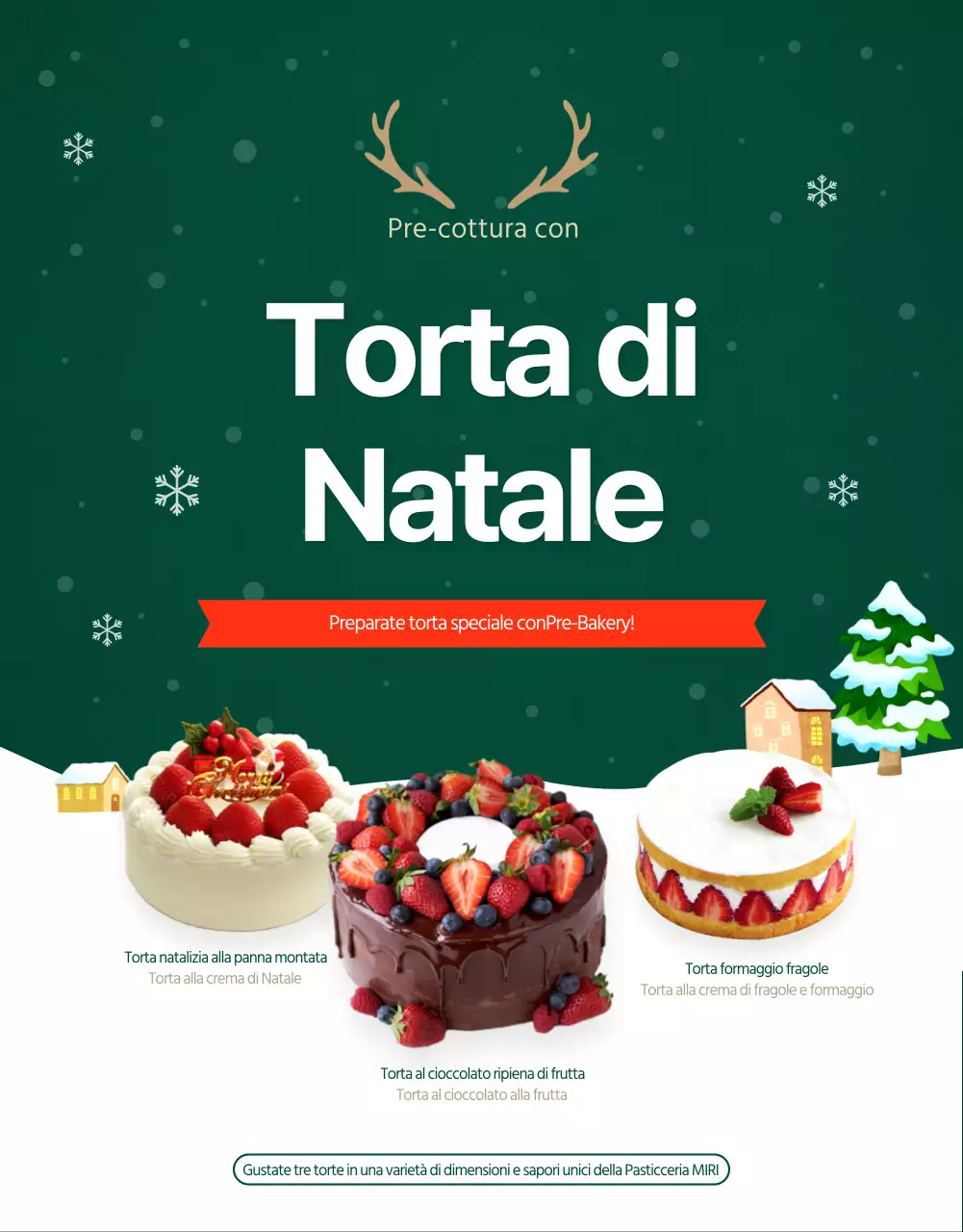 Illustrazione verde invernale Personalizzazione della torta di Natale Cena delle vacanze Pagina di dettaglio