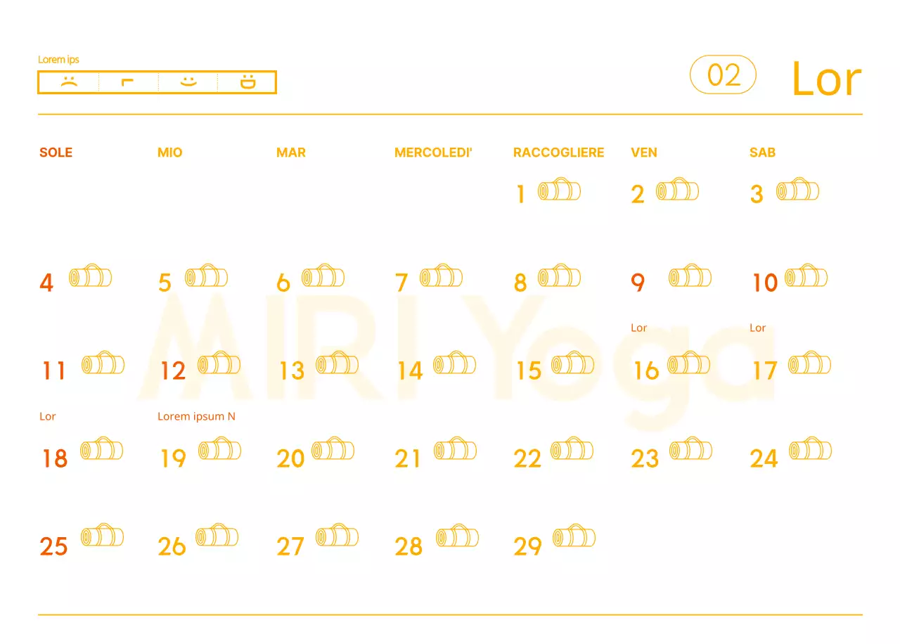 Calendari arancioni da regalare per promuovere il vostro studio di yoga
