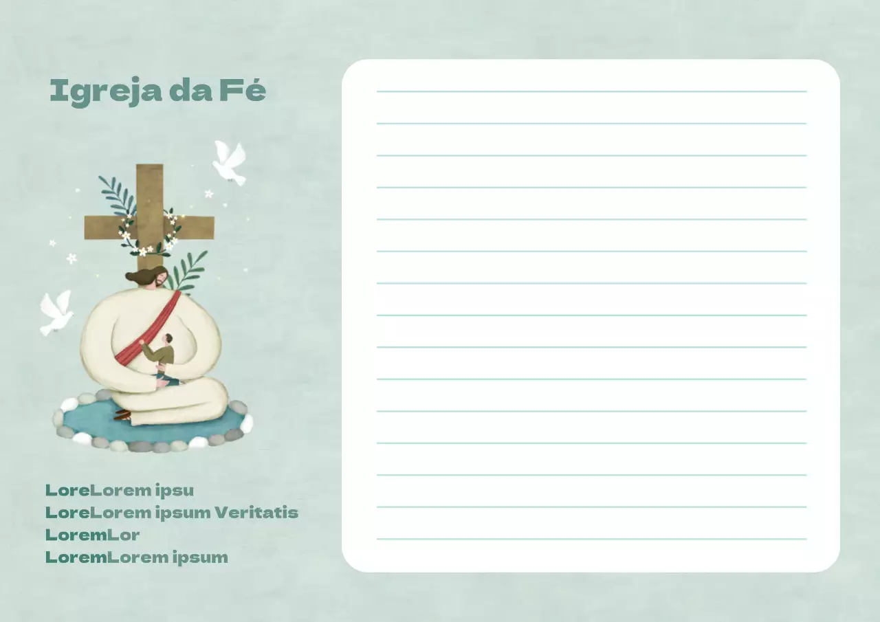 Ilustração de uma igreja verde Bloco de notas de estilo arredondado com ilustração de uma igreja