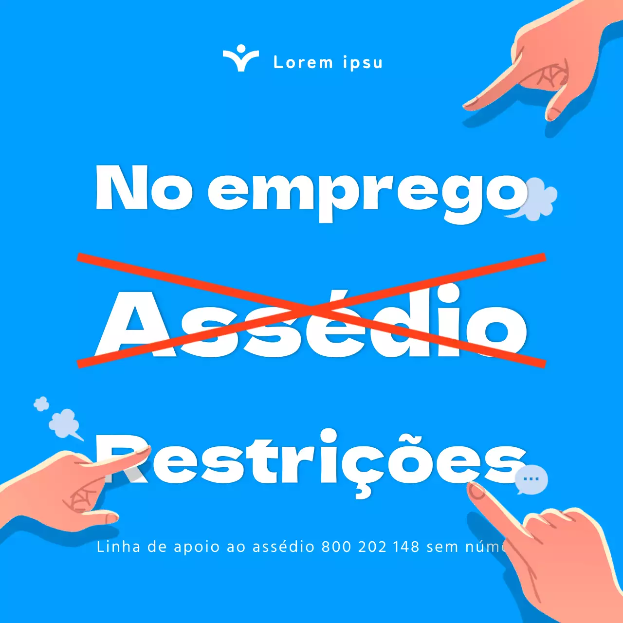 Ilustração em azul introduz leis sobre assédio no local de trabalho