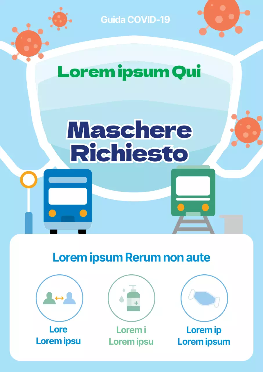 Illustrazione rosso-blu Guida alla prevenzione della corona