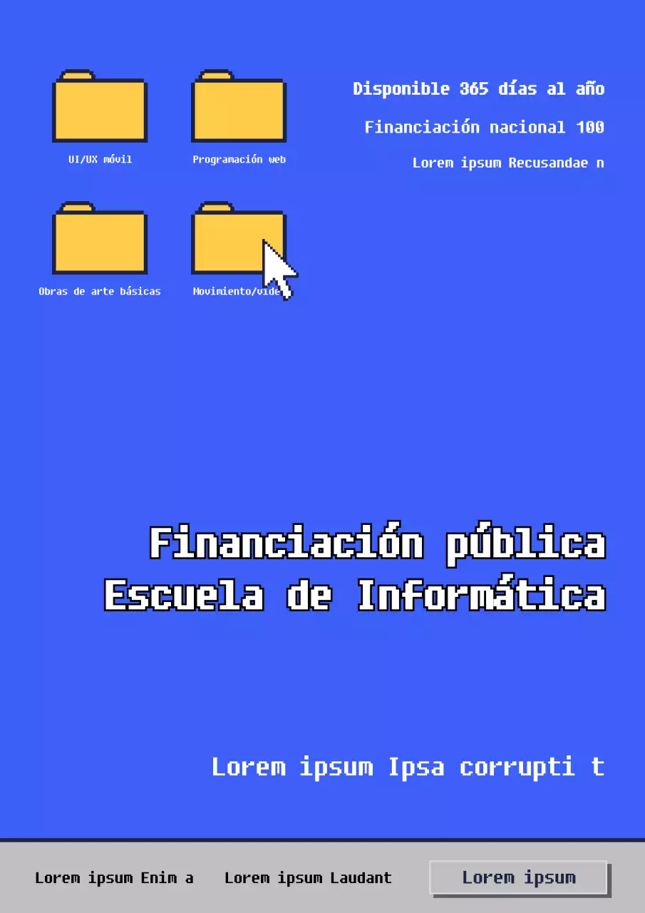 Programa de desarrollo promoción escolar con pantalla de ordenador retro azul concepto