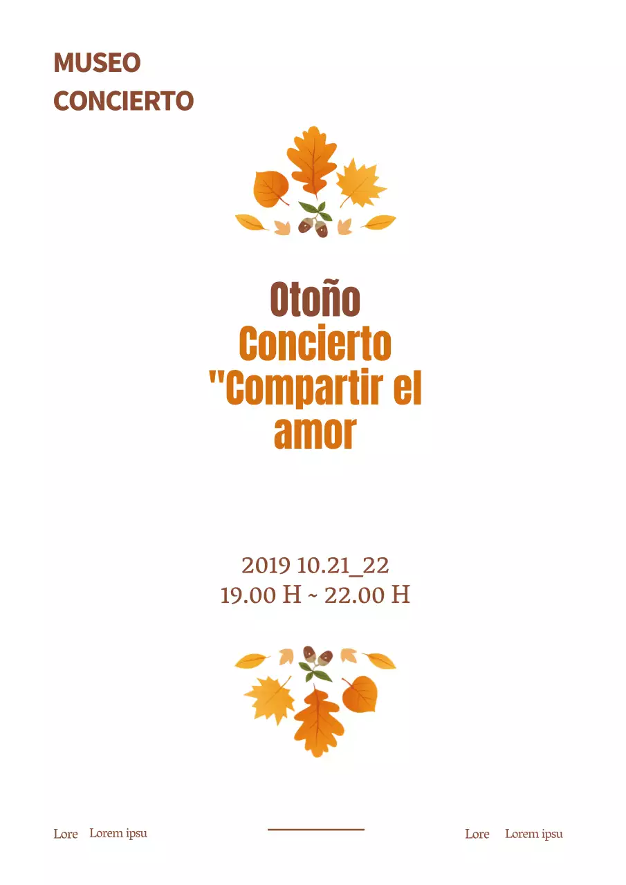 Promoción de concierto simple con hojas caídas marrones y bayas ilustración