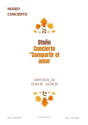 Promoción de concierto simple con hojas caídas marrones y bayas ilustración