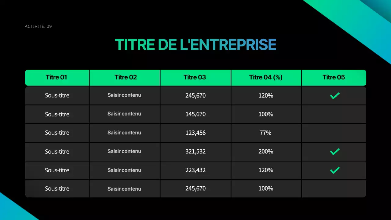 Les affaires en noir et en dégradé