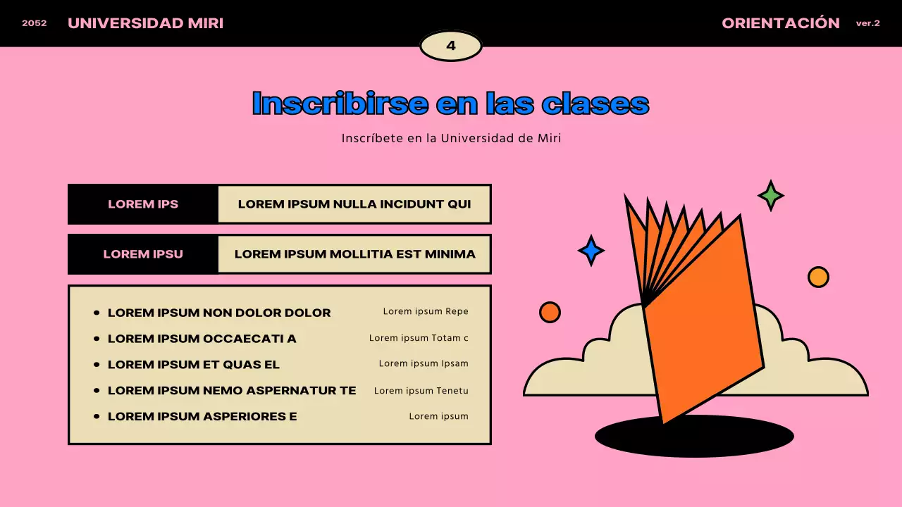 Concepto vintage en azul y naranja para la orientación de estudiantes internacionales