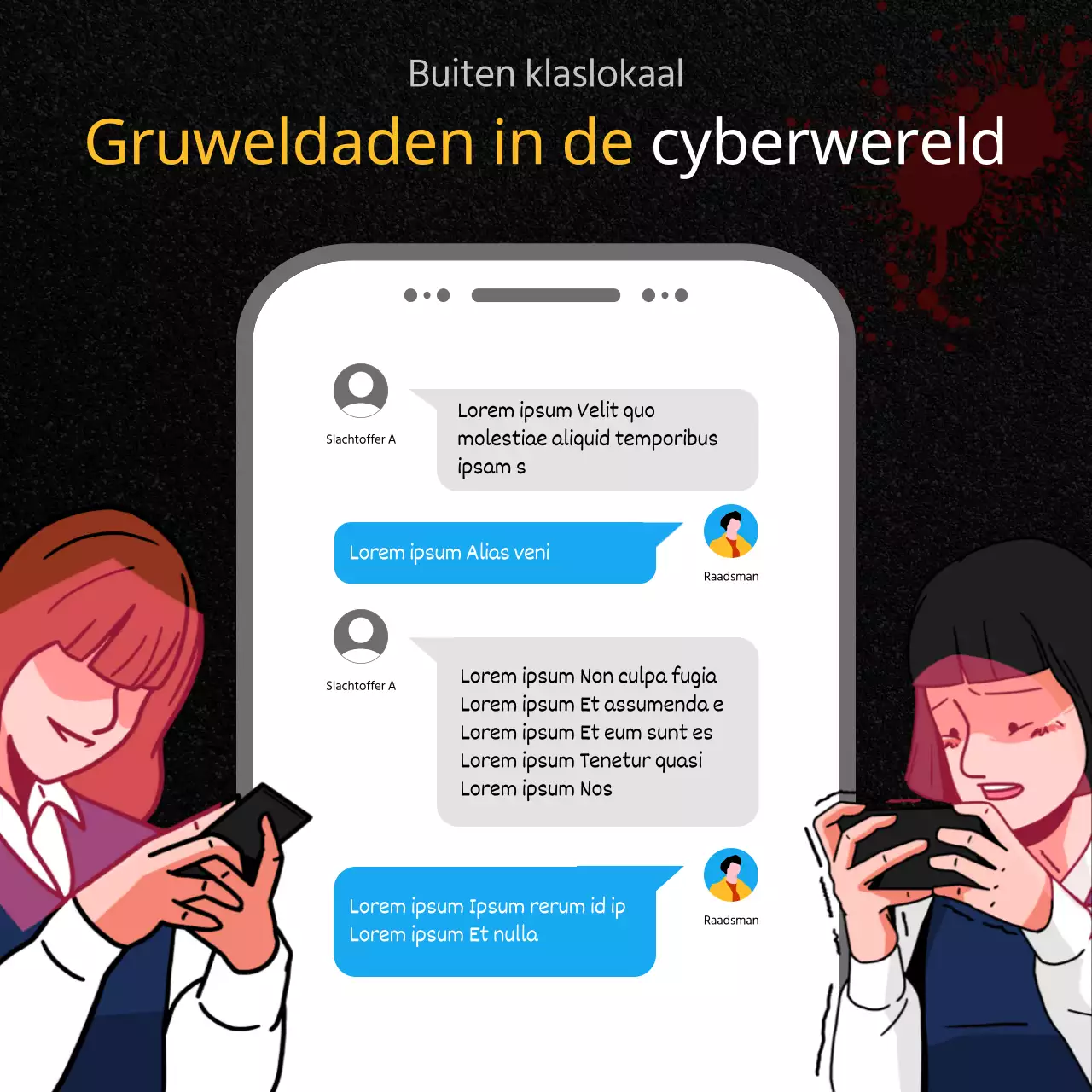 Post van het Adviescentrum voor pestpreventie in zwart en rood