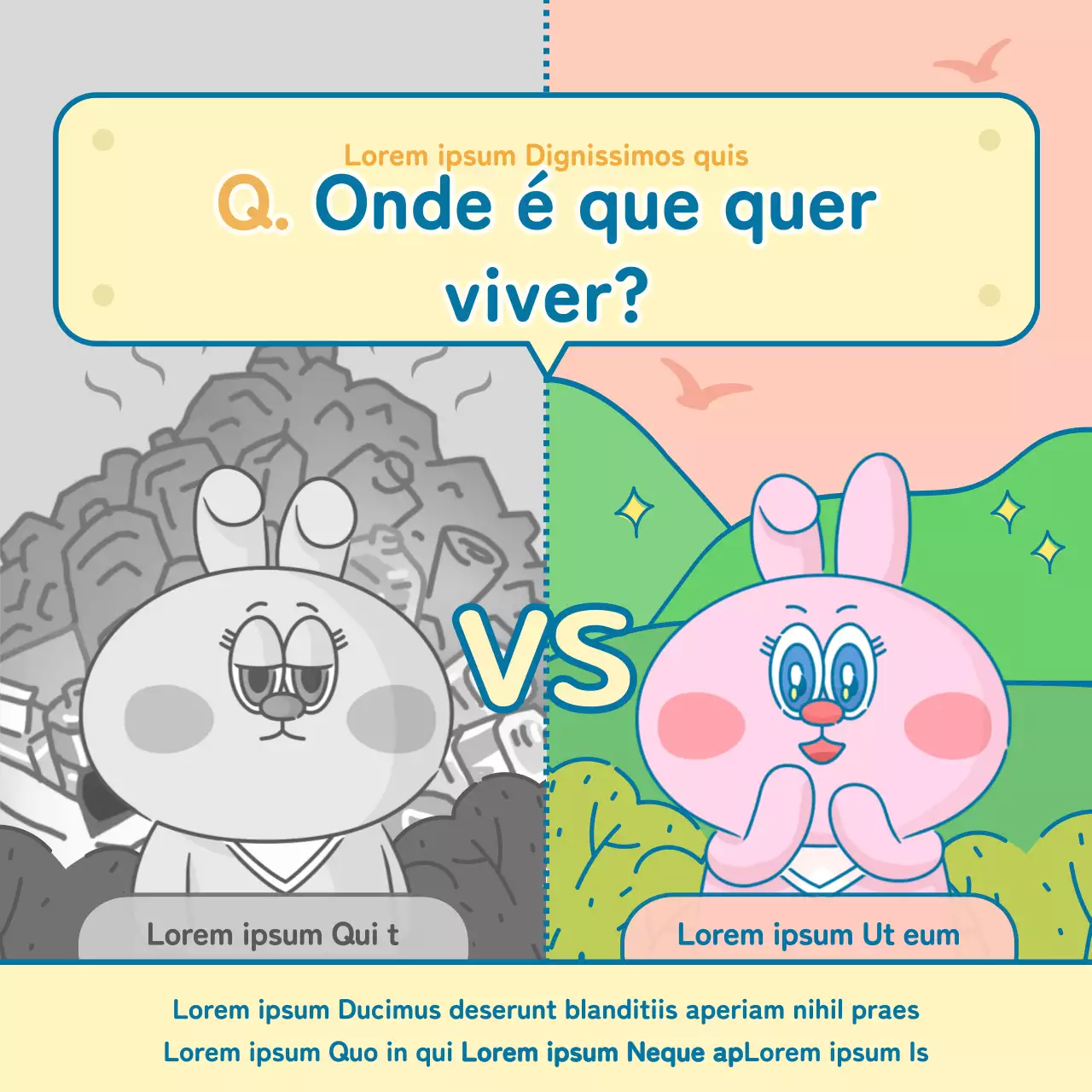 Jogo de equilíbrio ambiental do coelhinho cor-de-rosa e amarelo