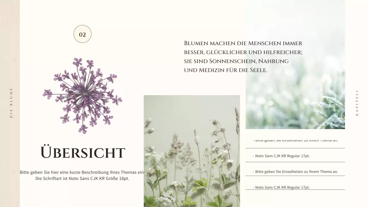 Einleitung eines Blumenladens mit Aquarellbild von beigen Blumen