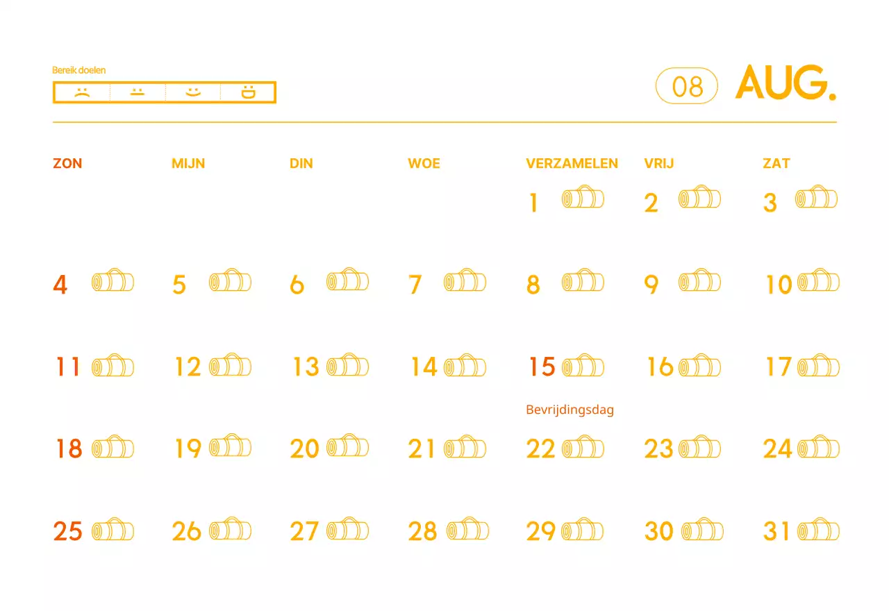 Oranje kalenders om weg te geven als je je yogastudio promoot