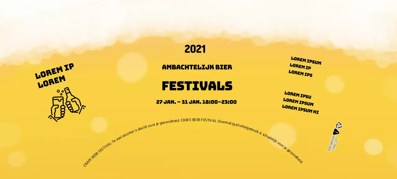 Geel schuim illustratie ambachtelijk bierfestival