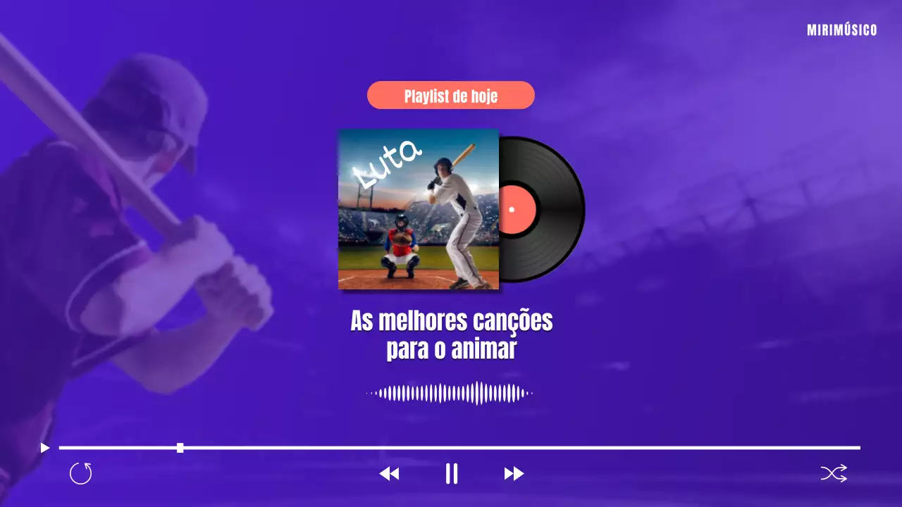 Uma lista de reprodução da claque de basebol com um toque roxo