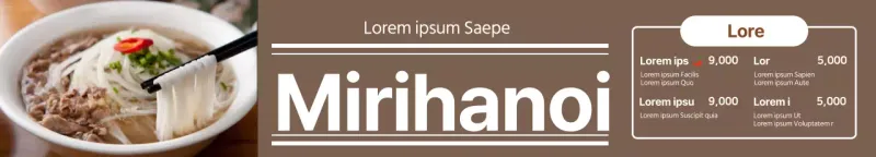 Ordenado menú de fideos de arroz de restaurante con fotografía marrón