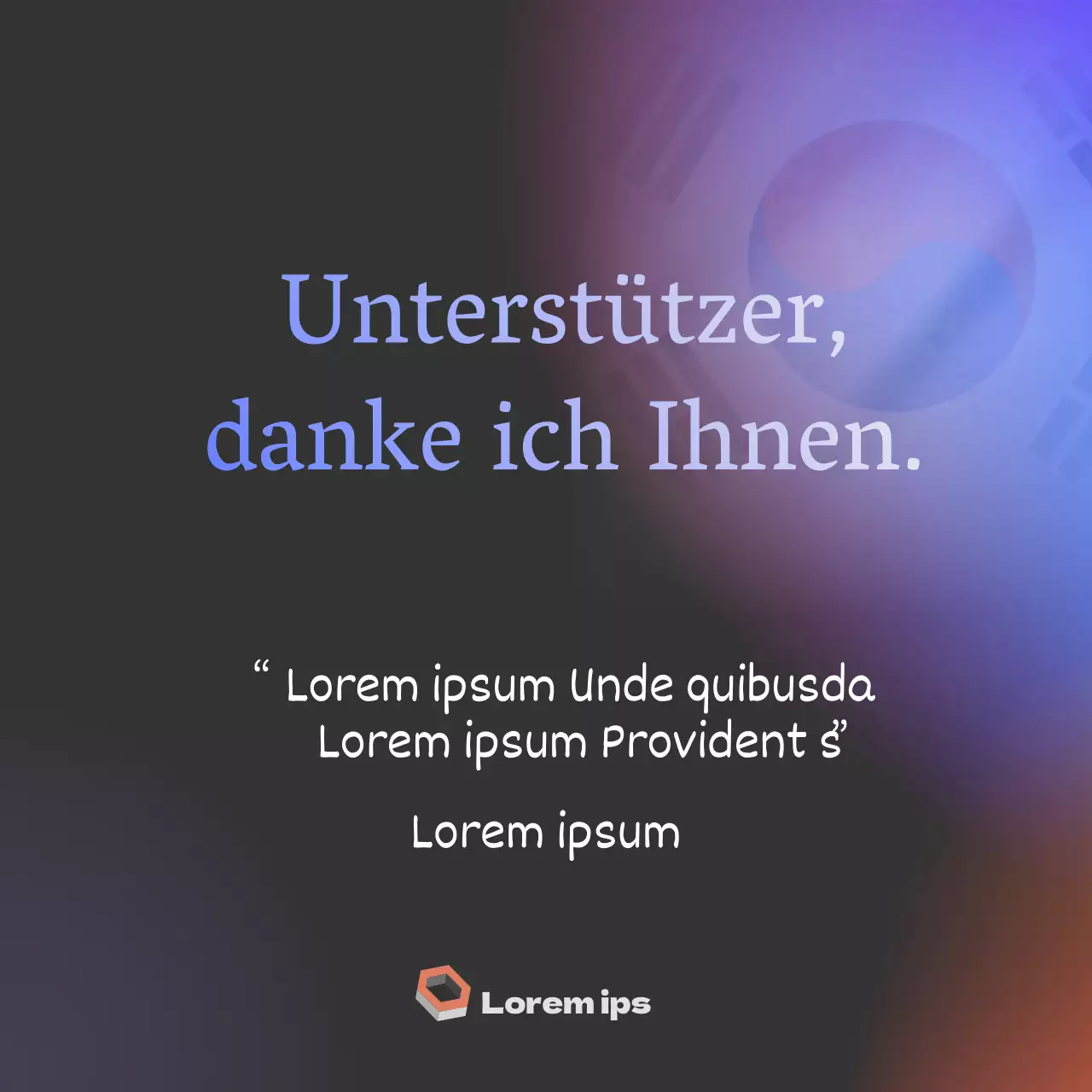 Schwarzer Farbverlauf Dankesbotschaft zur Kommunalwahl in den sozialen Medien
