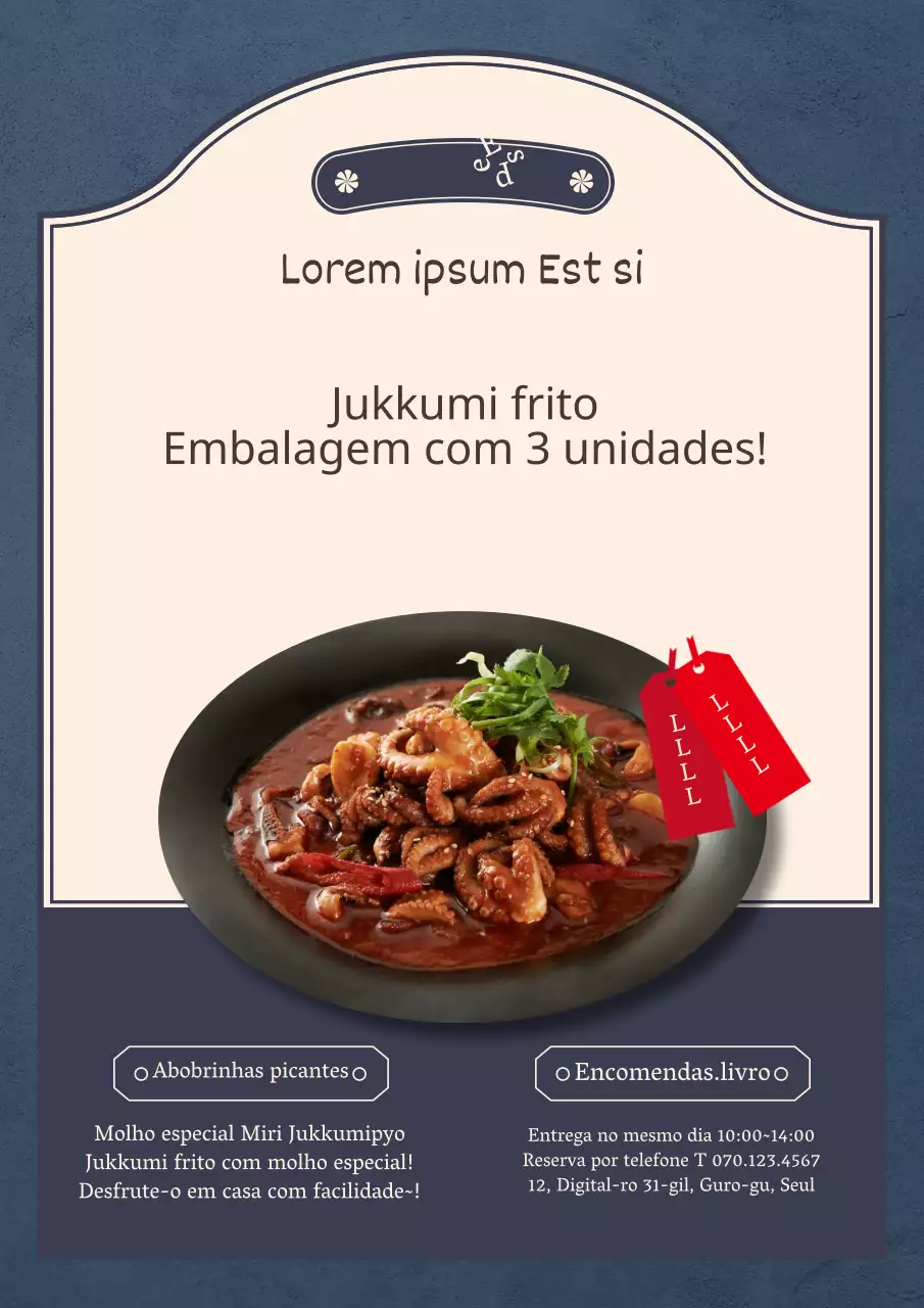 A fotografia azul destaca um conceito simples com um evento de menu de costeletas de porco por tempo limitado