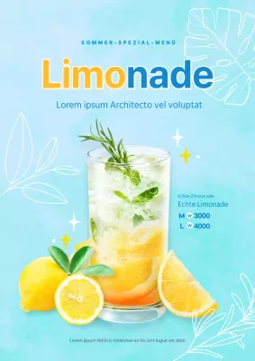 Hellblau ade kühlen Sommer erfrischende Cafe-Menü Werbeplakat