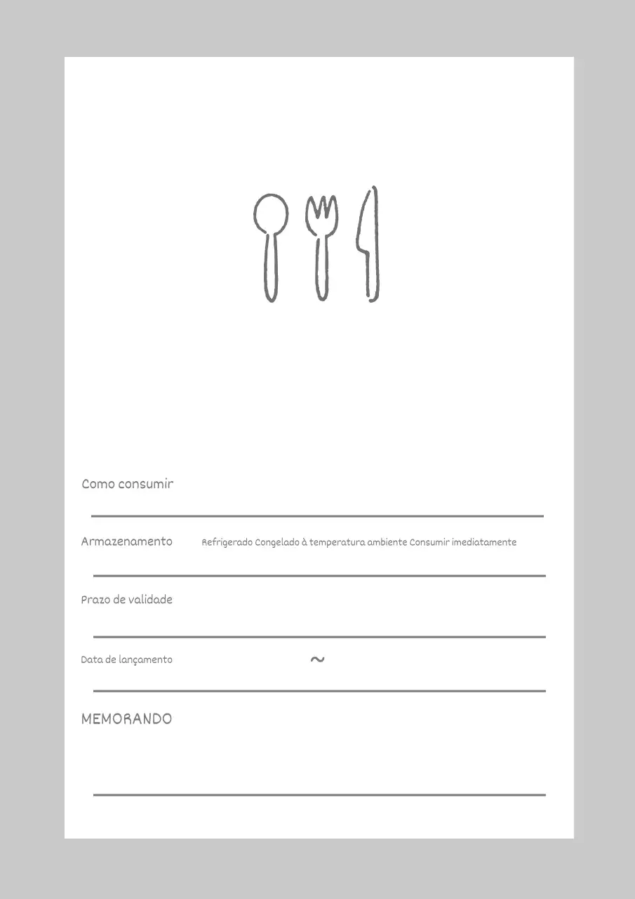 Cartaz de design simples de notas de conservação de alimentos em cinzento