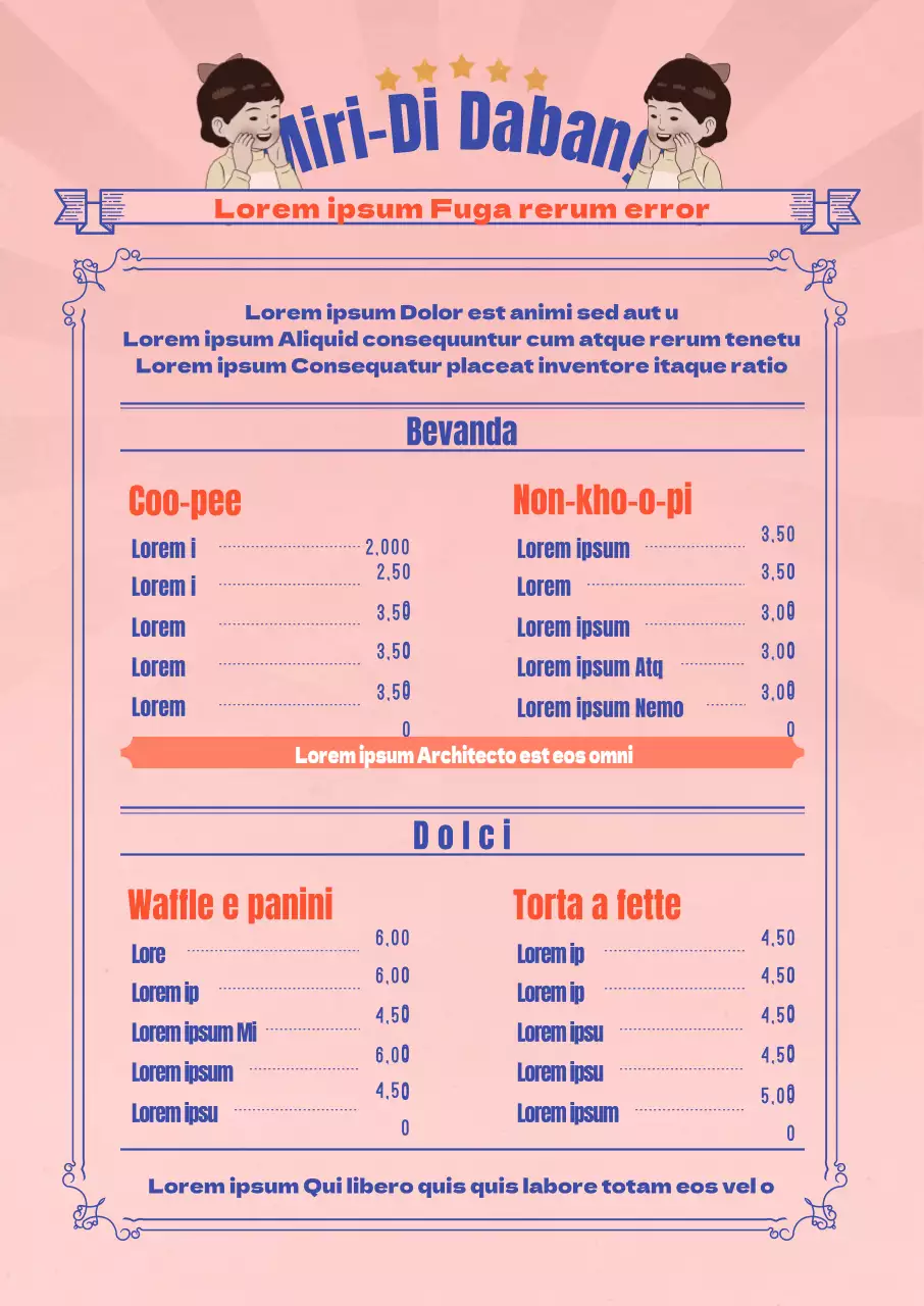 Poster di un caffè illustrato retrò con sfondo rosa vintage