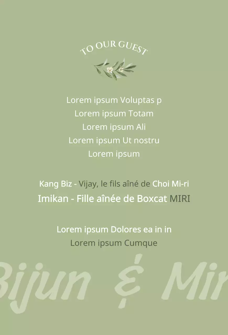 Invitation de mariage en noir et blanc avec des accents verts