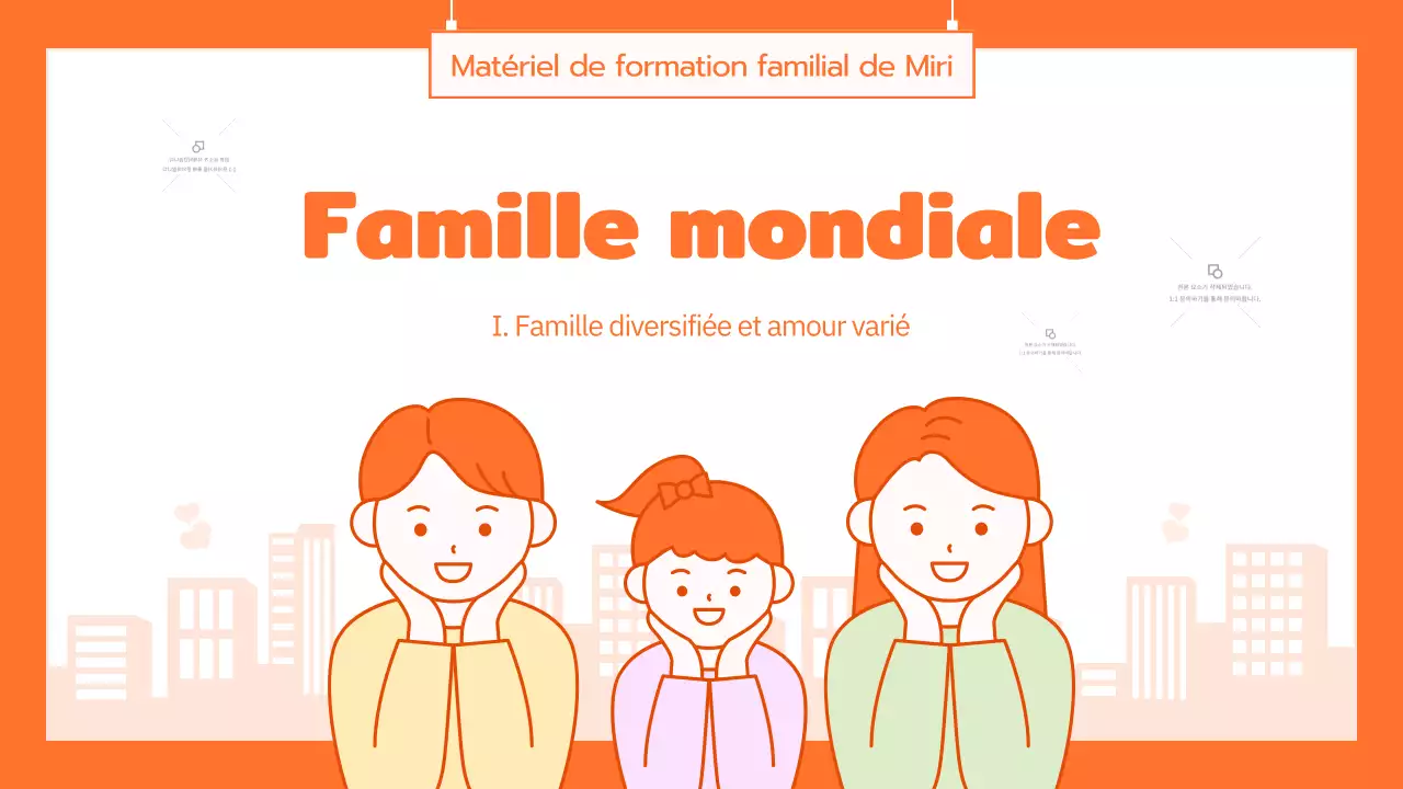 Programme de culture familiale avec de jolies illustrations orange