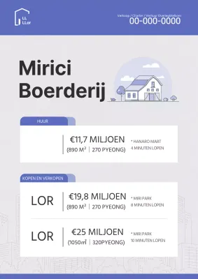 Eenvoudige illustratie in blauwe tinten voor een listingdocument van een onroerendgoedtransactie.