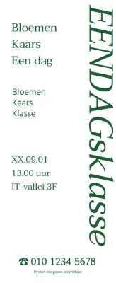 Over de eendaagse les: een eenvoudige, sentimentele bloemenkaars in beeldhouwstijl in groen.