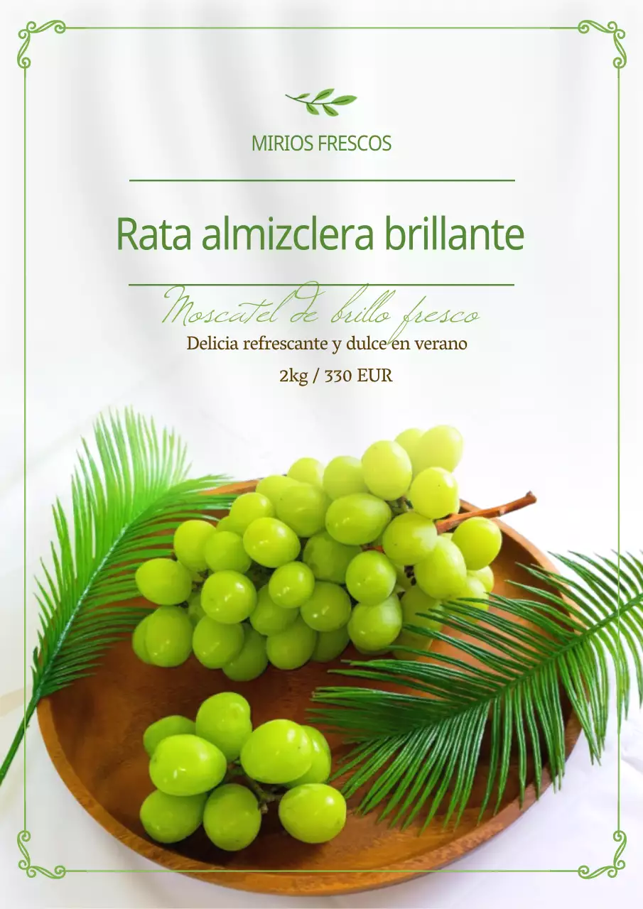 Verde y sencilla fruta de verano brillo moscatel cartel promocional