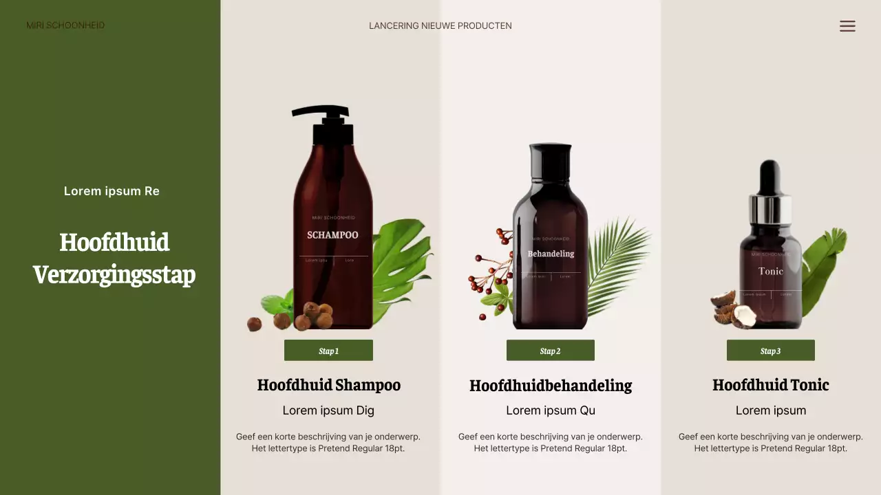 Nieuwe natuurlijke haarproducten in groen en beige