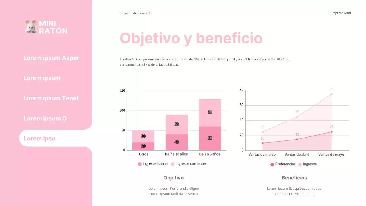 Presentación de mercancía en rosa y blanco