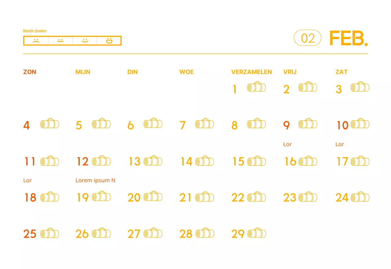 Oranje kalenders om weg te geven als je je yogastudio promoot