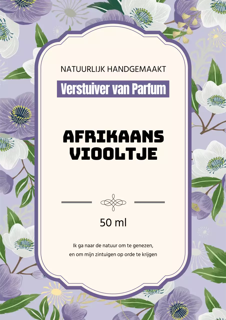 Vintage design poster parfumlabel in paars