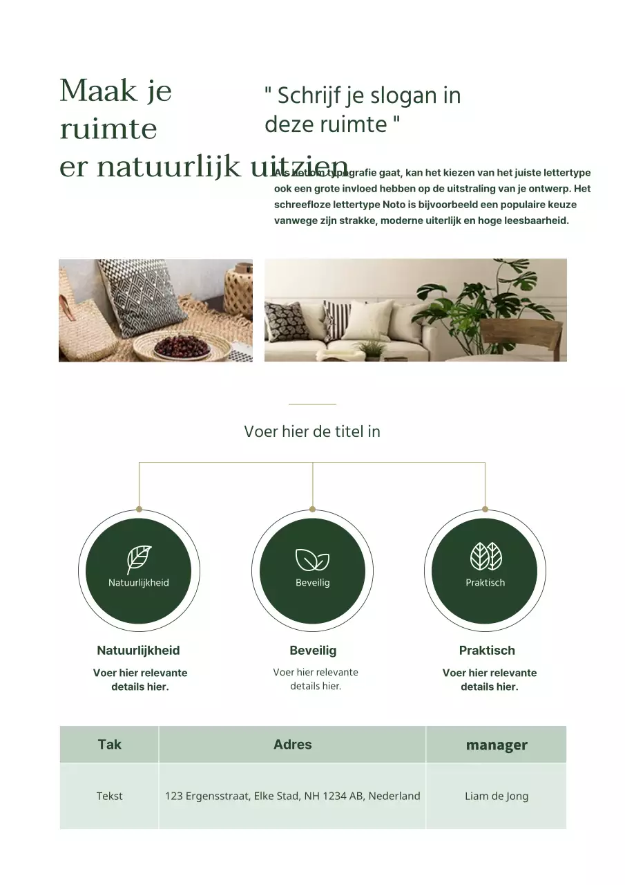 Groen en Bruin Portfolio Thema Interieurmaterialen (Portret Zakelijke Documentatie)