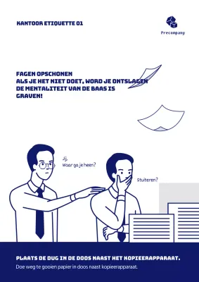 Leuke geïllustreerde organisatiecultuurposter in blauw