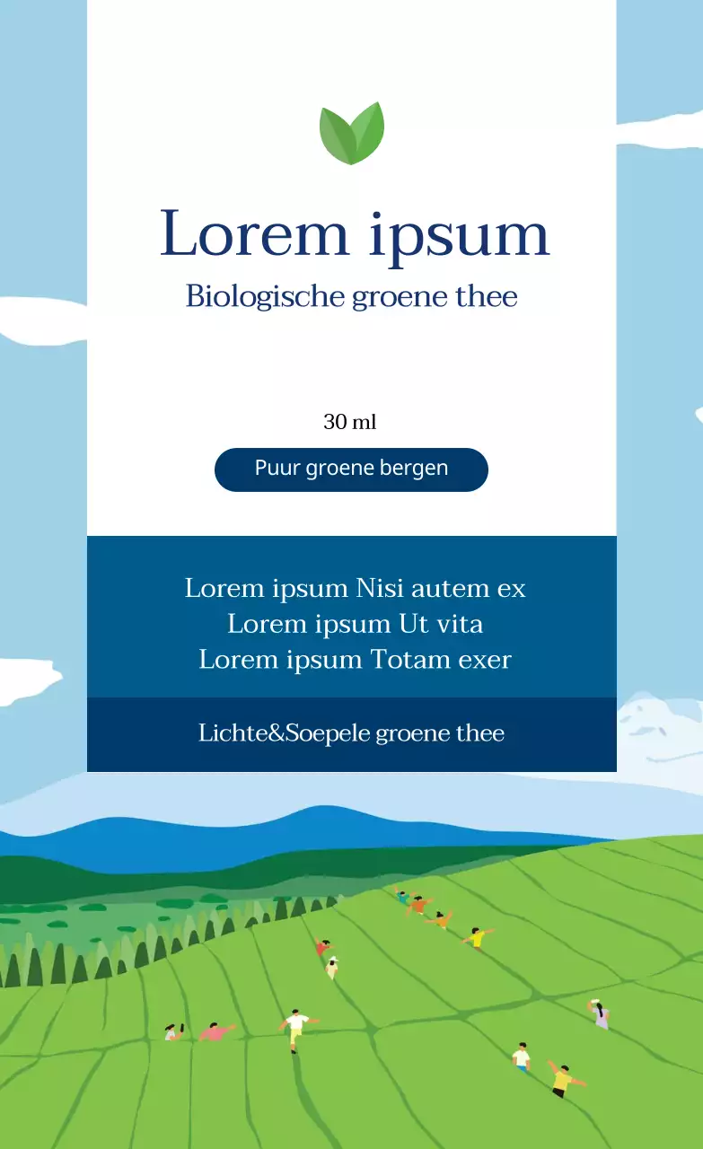 Groen blauwe illustratie voedsel groene thee label