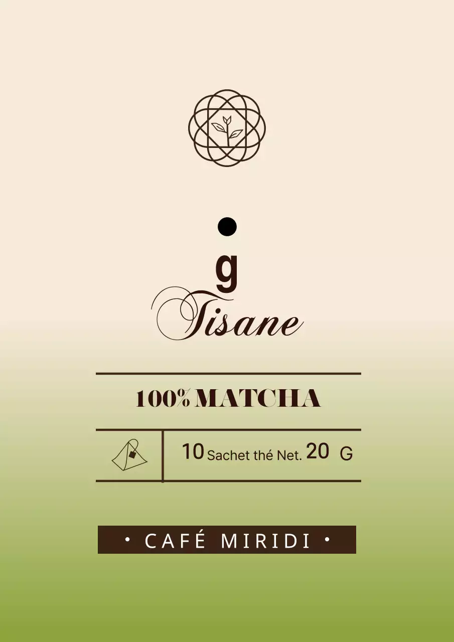 Étiquette simple de sachet de thé vert avec un dégradé de vert