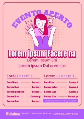 Simpatico evento di inaugurazione di un negozio di nail art con illustrazioni di persone che fanno nail art in rosa