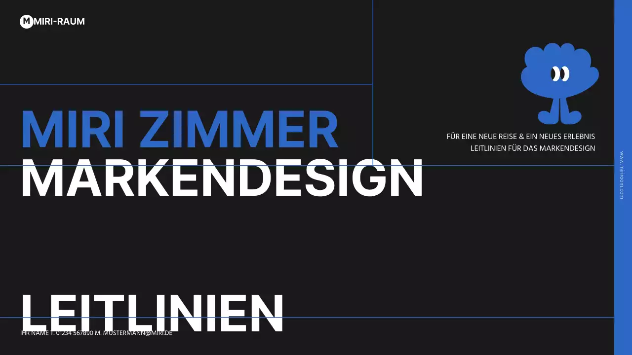 Einfache Branding-Präsentation in Blau und Schwarz