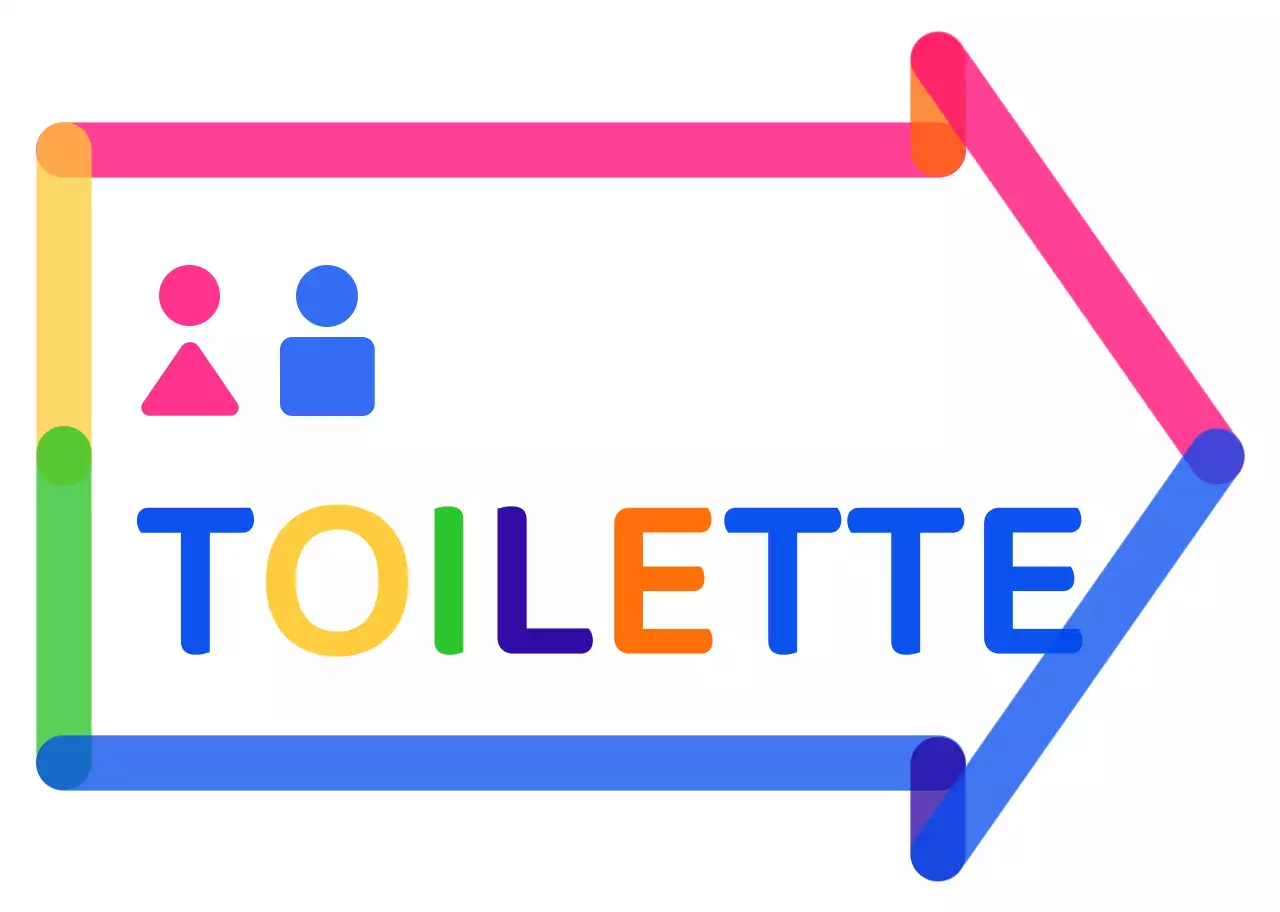 Indicazioni per il bagno colorate e simpatiche in stile cornice a freccia