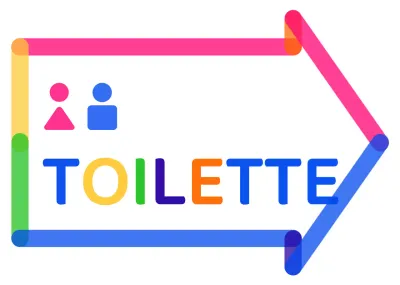 Indicazioni per il bagno colorate e simpatiche in stile cornice a freccia