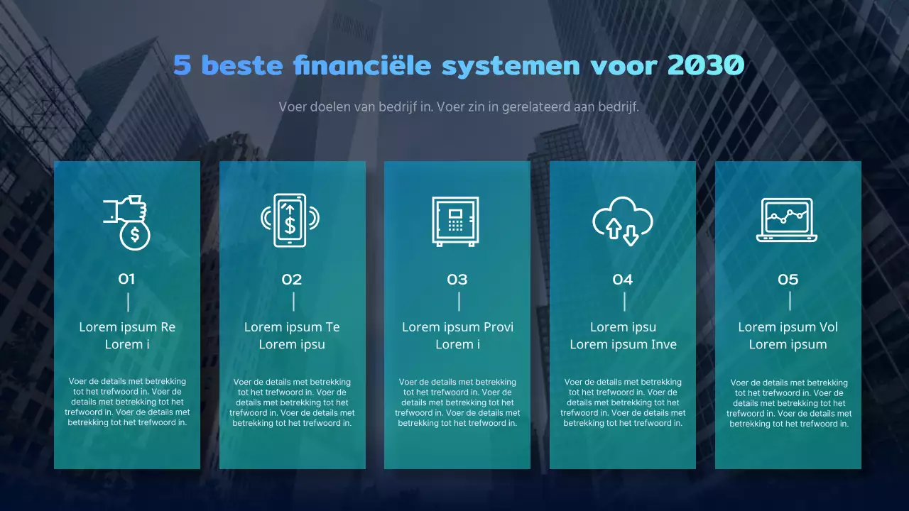 Agenda infographic met blauwe stad thema