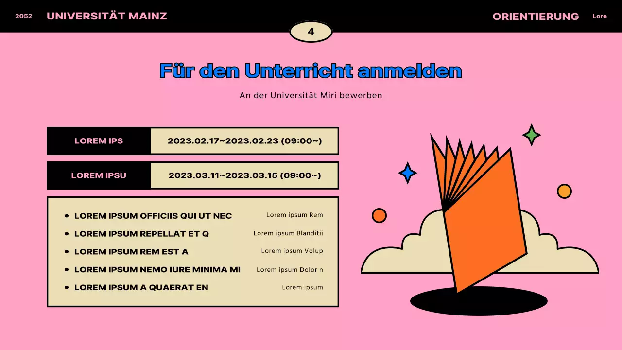 Vintage-Konzept in Blau und Orange für die Orientierung internationaler Studenten