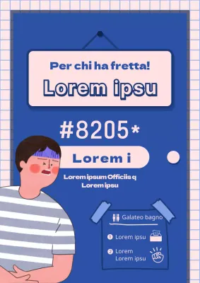 Illustrazione del concetto di porta blu Istruzioni per la password della toilette