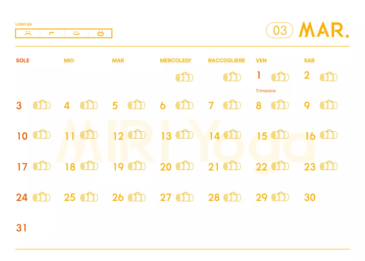 Calendari arancioni da regalare per promuovere il vostro studio di yoga