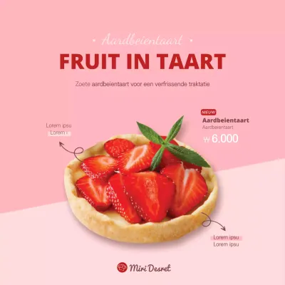 Banier roze aardbeientaart