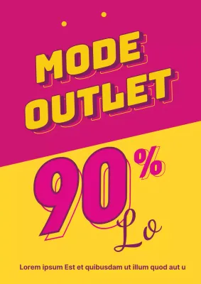 Een eenvoudige winkelcentrumpromotie met roze en gele tekst