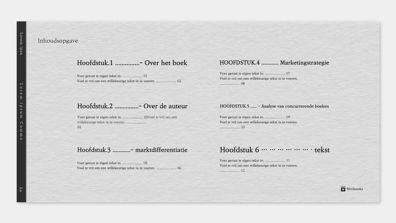 Een eenvoudige literaire prospectus in grijs en zwart